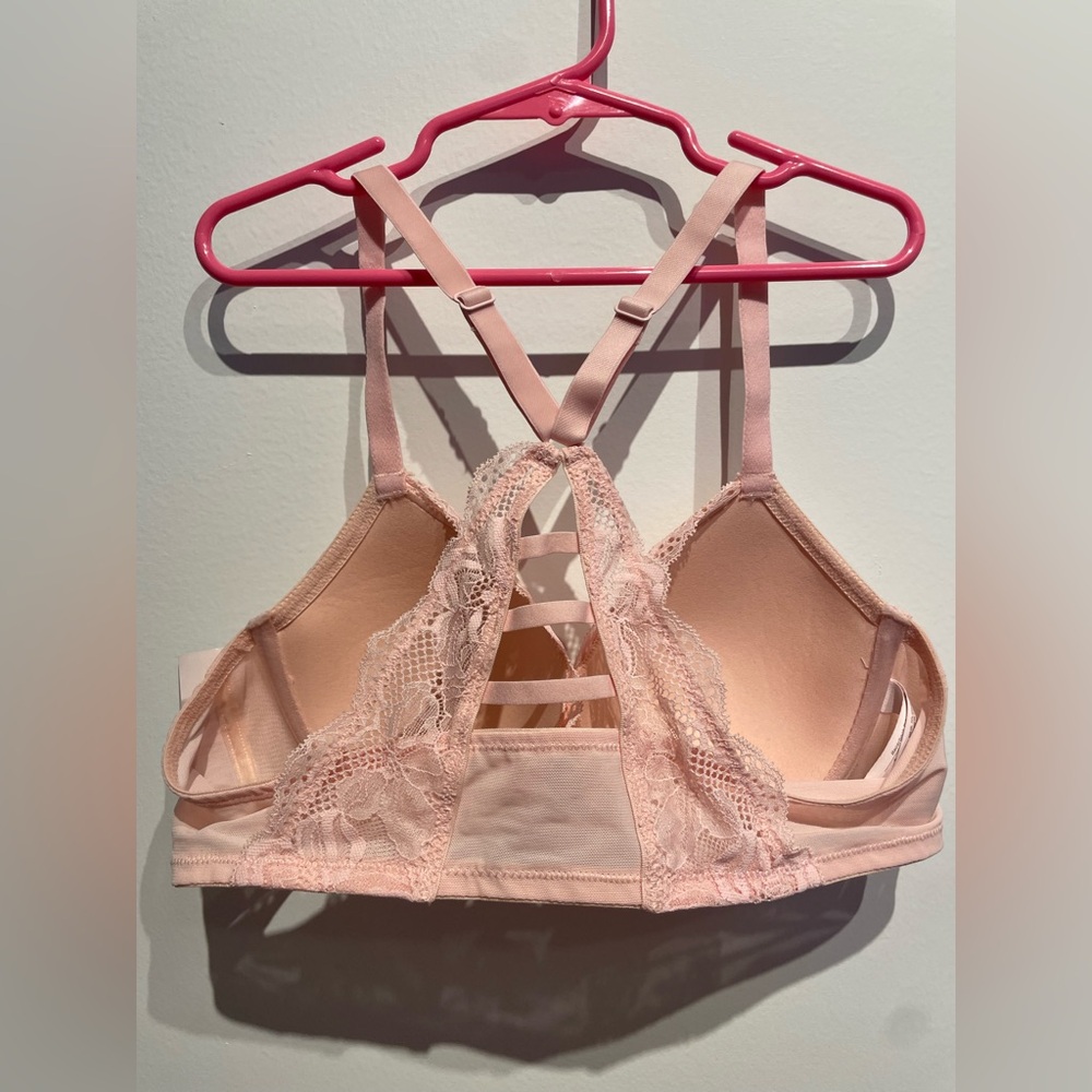 Auden Women’s Fishnet Lace Racerback Bra 36B Pink Front Clasp NWT - Picture 2 of 7